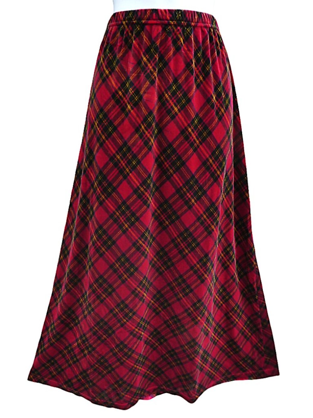 VeLVeT Vintage 90s Coldwater Creek Red Diamond Plaid Maxi Skirt Elastic Waist XL